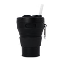 350ML Folding Portable Silicone Telescopic Drinking Coffee Cup Multi-function Silica Cup Travel(Black)