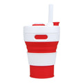 350ML Folding Portable Silicone Telescopic Drinking Coffee Cup Multi-function Silica Cup Travel(White Red)