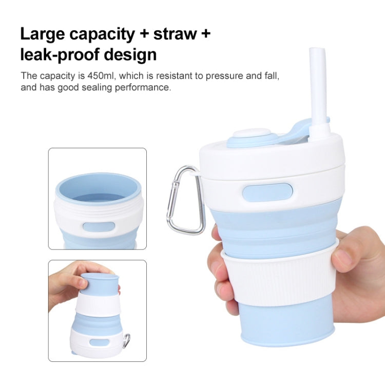 350ML Folding Portable Silicone Telescopic Drinking Coffee Cup Multi-function Silica Cup Travel(Purple)