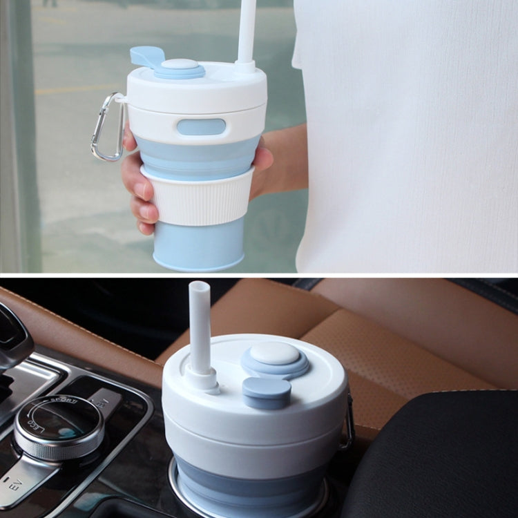 350ML Folding Portable Silicone Telescopic Drinking Coffee Cup Multi-function Silica Cup Travel(Purple)