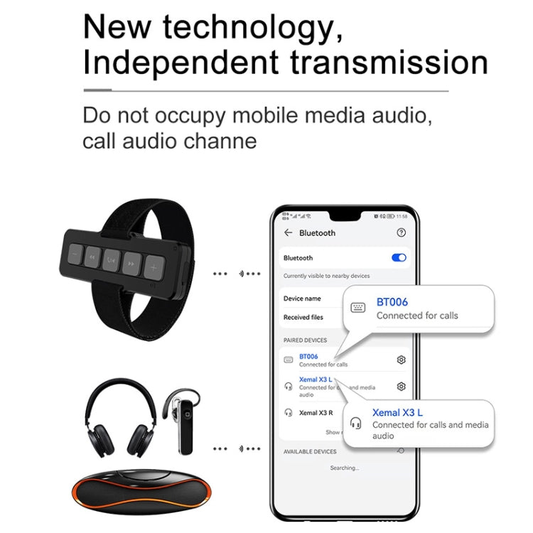 BT006 Motorcycle IPX4 Wireless Bluetooth 5.0 Remote Controller, Support Phone Call
