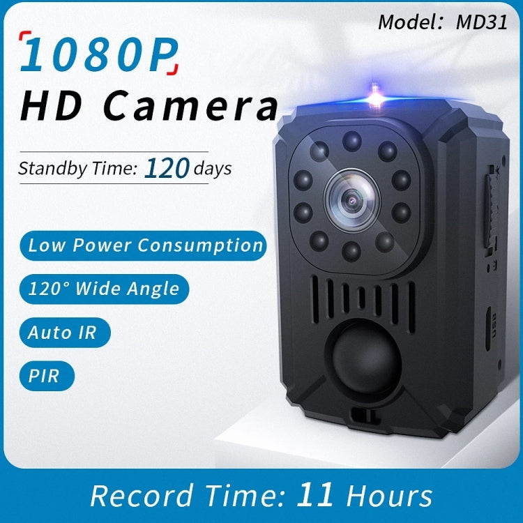 MD31 Mini 1080P HD Camcorder Night Vision PIR Motion Action Micro Camera(Black)