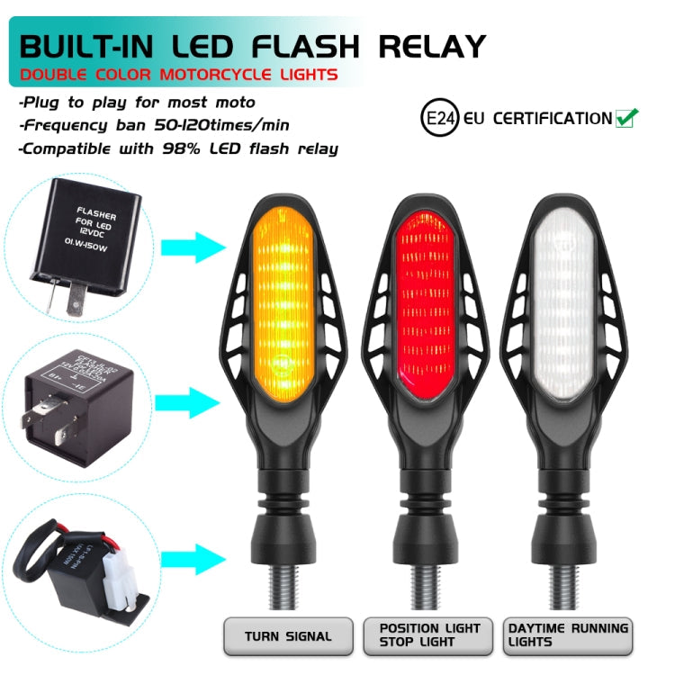 4 PCS Modified Motorcycle 16LEDs Brake Turn Tail Light, Transparent Shell(Red Light + Yellow Light)