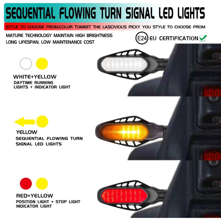 4 PCS Modified Motorcycle 16LEDs Brake Turn Tail Light, Smoked Shell(White Light + Yellow Light)