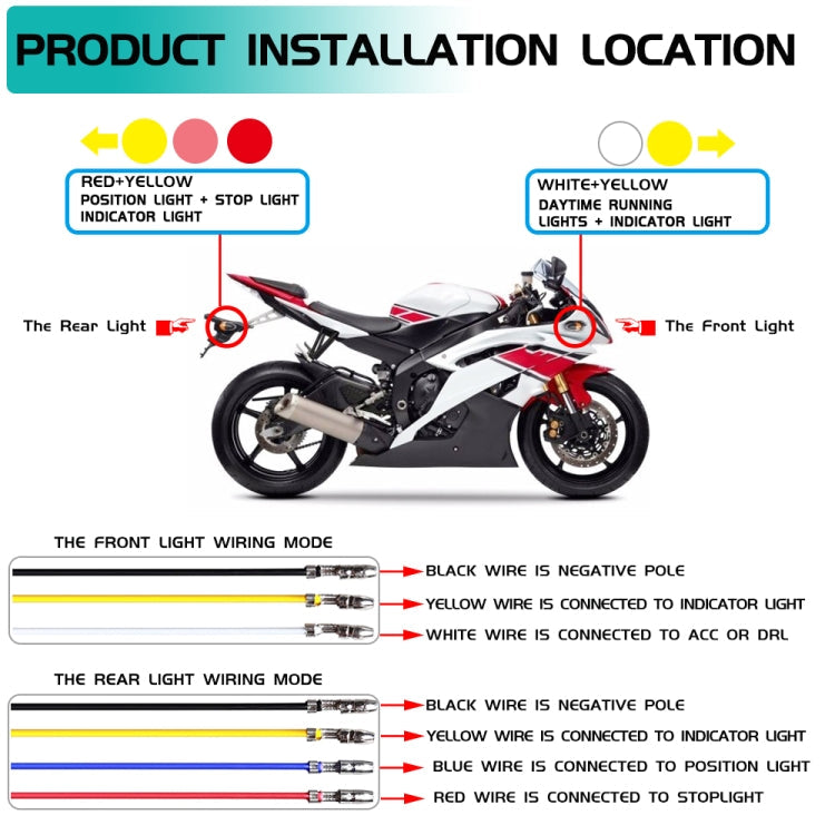 4 PCS Modified Motorcycle 16LEDs Brake Turn Tail Light, Smoked Shell(Red Light + Yellow Light)