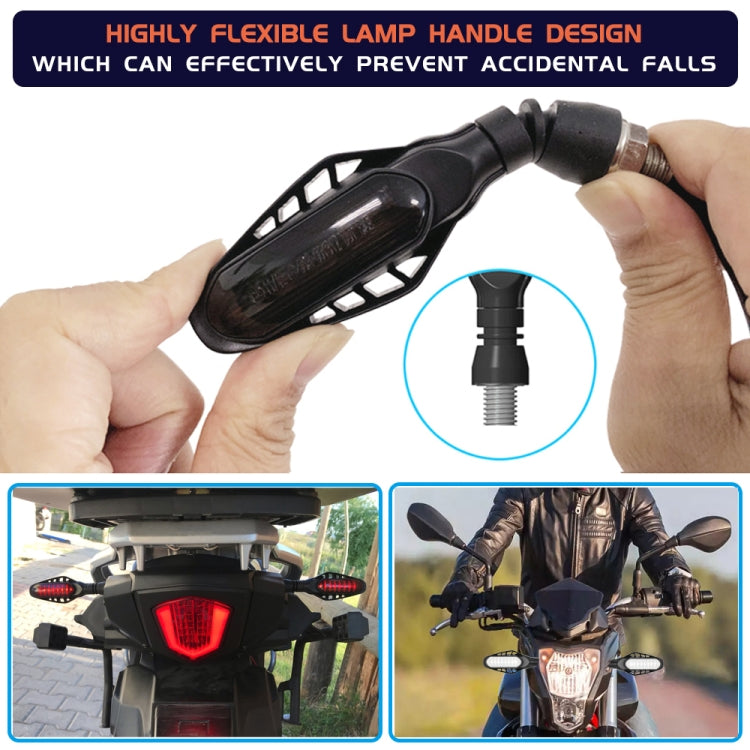 4 PCS Modified Motorcycle 16LEDs Brake Turn Tail Light, Smoked Shell(Red Light + Yellow Light)