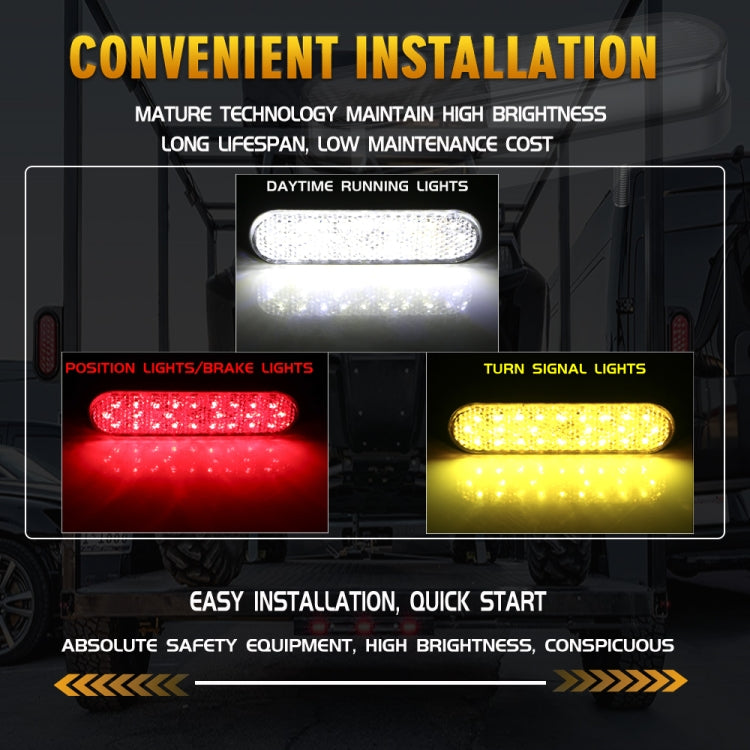 2 PCS 24LED Reflector Brake Light Turn Signal Light(Red Shell Red Light)