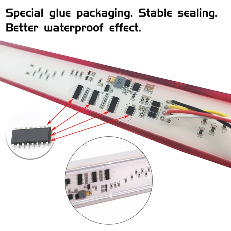 2 PCS 72LEDs Two-color Brake Turn Tail Light(Transparent Shell Red Light + Flowing Yellow Light)