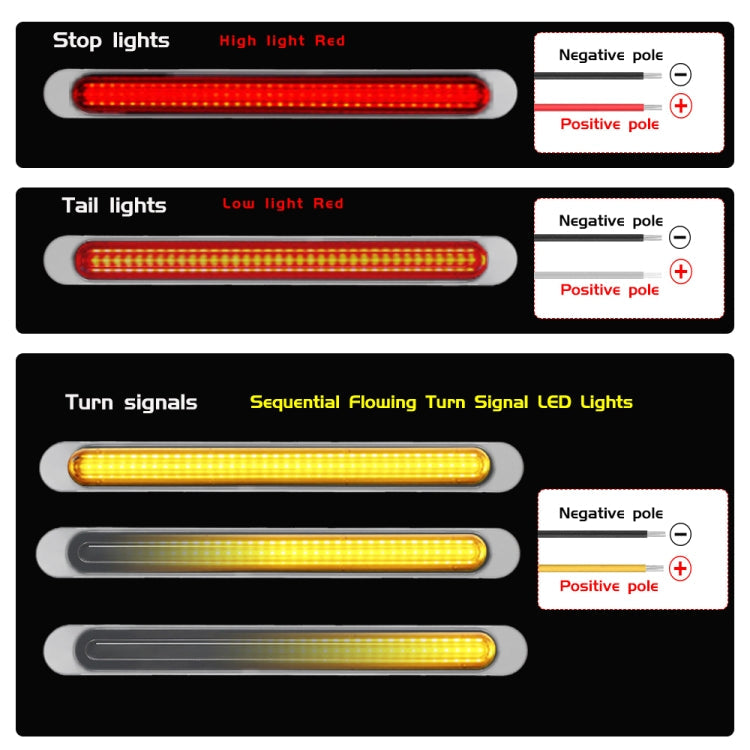 2 PCS 72LEDs Two-color Brake Turn Tail Light(Transparent Shell Red Light + Flowing Yellow Light)