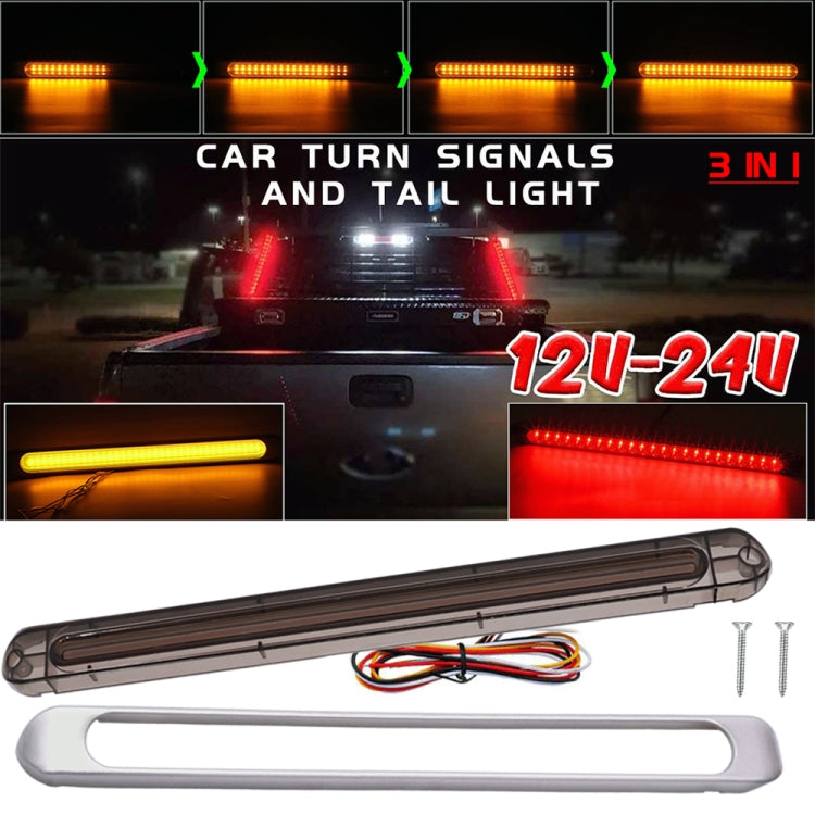 2 PCS 72LEDs Two-color Brake Turn Tail Light(Transparent Shell Red Light + Flowing Yellow Light)