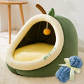 Semi-enclosed Pet Cat and Dog Bed Dog Kennel Pad Pet Supplies, Size:M(Avocado + Blanket)