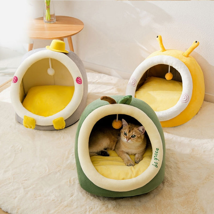 Semi-enclosed Pet Cat and Dog Bed Dog Kennel Pad Pet Supplies, Size:M(Avocado + Blanket)