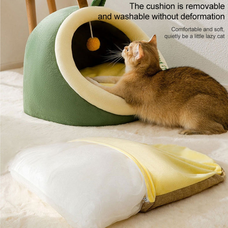 Semi-enclosed Pet Cat and Dog Bed Dog Kennel Pad Pet Supplies, Size:M(Avocado + Blanket)
