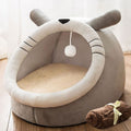 Semi-enclosed Pet Cat and Dog Bed Dog Kennel Pad Pet Supplies, Size:L(Grey + Blanket)