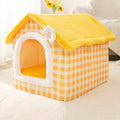 House Type Universal Removable and Washable Pet Dog Cat Bed Pet Supplies, Size:S(Yellow Flower)