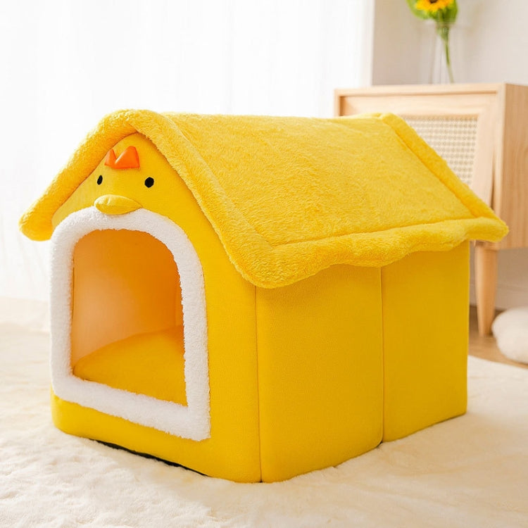 House Type Universal Removable and Washable Pet Dog Cat Bed Pet Supplies, Size:S(Yellow Chick)