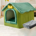 House Type Universal Removable and Washable Pet Dog Cat Bed Pet Supplies, Size:S(Green Dinosaur + Blanket)