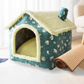 House Type Universal Removable and Washable Pet Dog Cat Bed Pet Supplies, Size:S(Green Bear House + Mat)