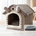 House Type Universal Removable and Washable Pet Dog Cat Bed Pet Supplies, Size:M(Gray Cat + Blanket)