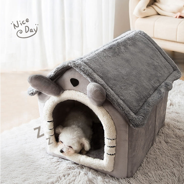House Type Universal Removable and Washable Pet Dog Cat Bed Pet Supplies, Size:M(Gray Cat)