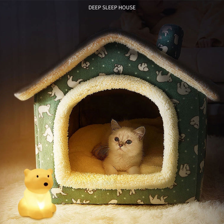 House Type Universal Removable and Washable Pet Dog Cat Bed Pet Supplies, Size:L(Gray Cat + Blanket)