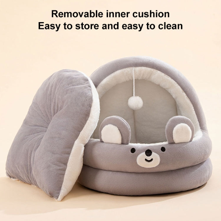 Semi-enclosed Cradle Pet Cat Bed Dog Kennel Pad Pet Supplies, Size:S(Brown Bear)