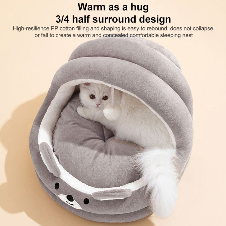 Semi-enclosed Cradle Pet Cat Bed Dog Kennel Pad Pet Supplies, Size:M(Pink Rabbit)