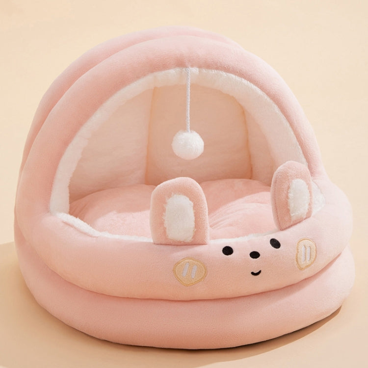 Semi-enclosed Cradle Pet Cat Bed Dog Kennel Pad Pet Supplies, Size:L(Pink Rabbit)