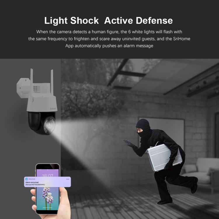 SriHome SH041 5.0MP 20X Optical Zoom 2.4G/5G WiFi IP66Waterproof AI Auto Tracking H.265 Video Surveillance, Plug Type:EU Plug(White)
