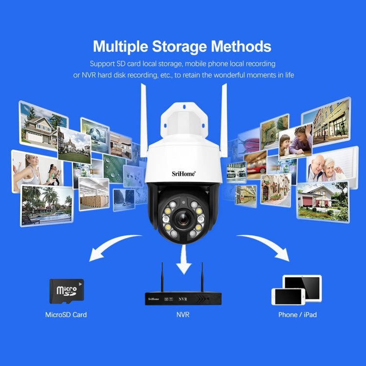 SriHome SH041 5.0MP 20X Optical Zoom 2.4G/5G WiFi IP66 Waterproof AI Auto Tracking H.265 Video Surveillance, Plug Type:AU Plug(White)