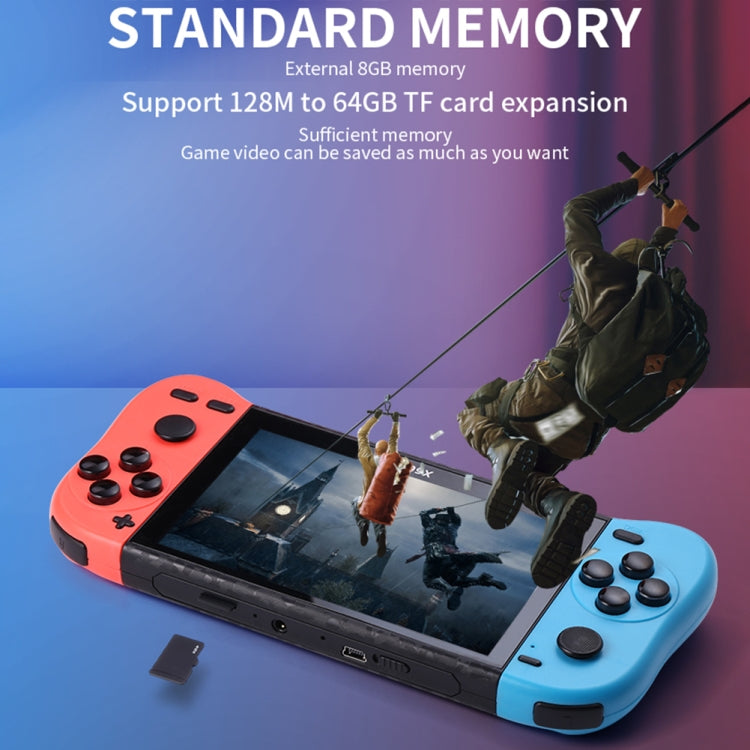 X50 Max 5.1 inch Screen Handheld Game Console for Double Player with 6000+ Games(Red+Blue)