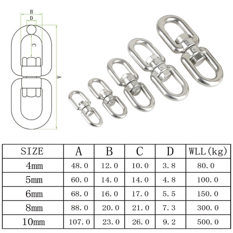 5mm 304 Stainless Steel Universal Rotating Ring