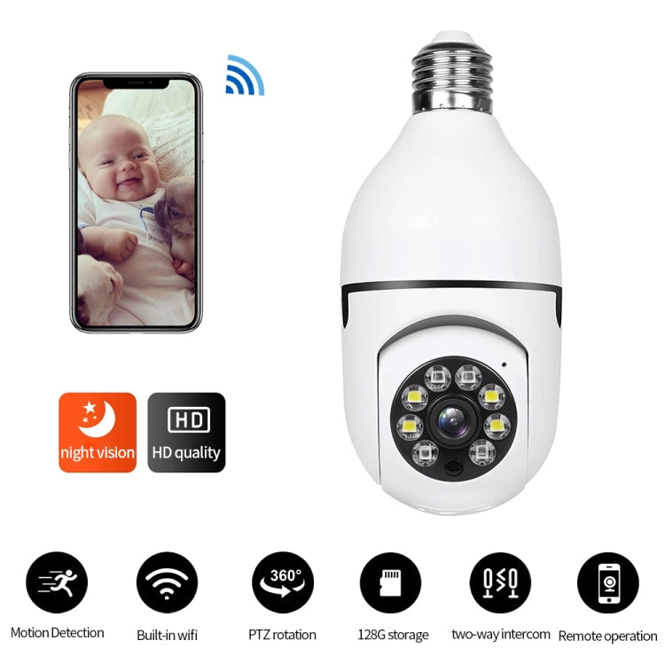 A6 2MP HD Light Bulb WiFi Camera Support Motion Detection/Two-way Audio/Night Vision/TF Card With 16G Memory Card