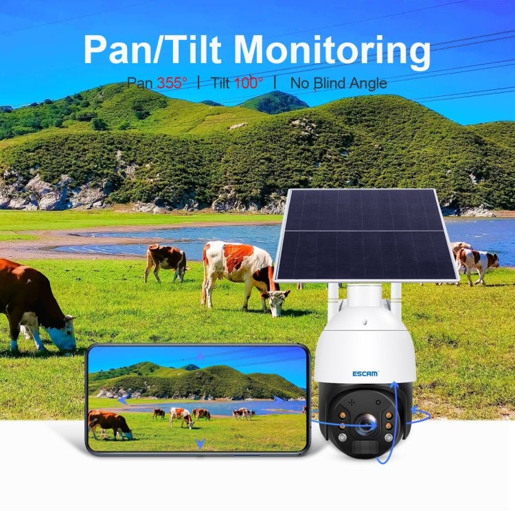 ESCAM QF724 3MP 24h Recording Cloud Storage PT 4G PIR Alarm IP Camera with Solar Panel, US Signal Bands