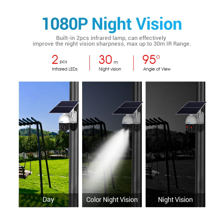 ESCAM QF724 3MP 24h Recording Cloud Storage PT 4G PIR Alarm IP Camera with Solar Panel, US Signal Bands