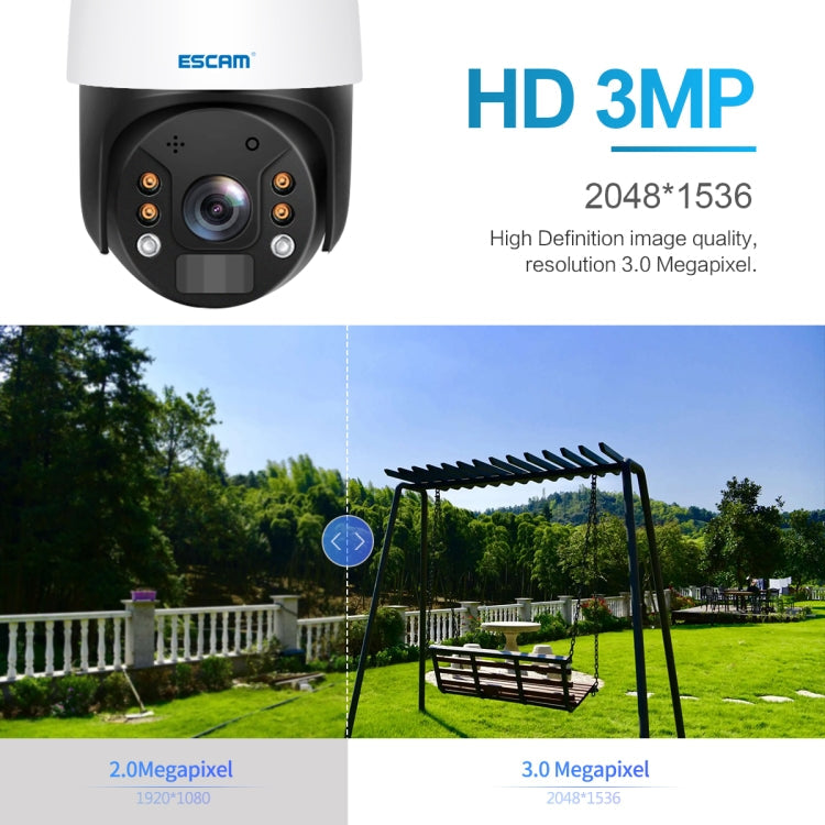ESCAM QF724 3MP 24h Recording Cloud Storage PT 4G PIR Alarm IP Camera with Solar Panel, European Signal Bands