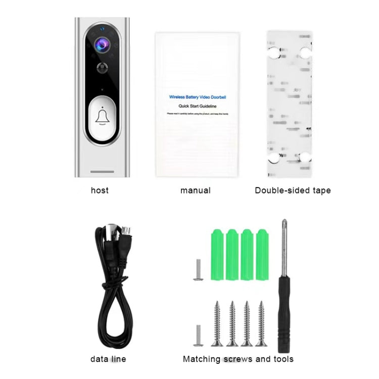M13 Wireless Intelligent Video Doorbell Support Two-way Voice, Infrared Night Vision, Motion detection(Black)