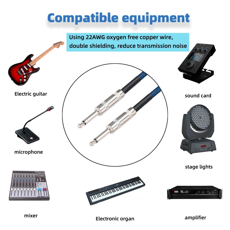 TC048BL 6.35mm Plug Male to Male Electric Guitar Mono Audio Cable, Length:5m