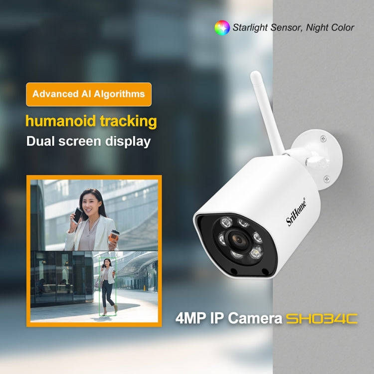 SriHome SH034C 4.0MP AI Humanoid Tracking WiFi Outdoor Surveillance Camera(AU Plug)