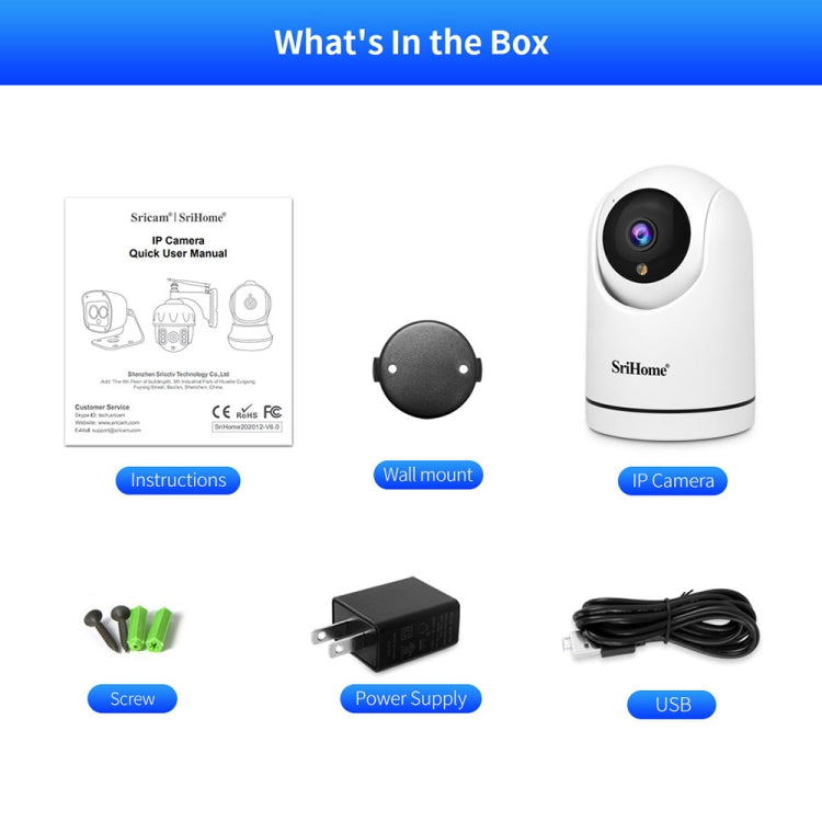 SriHome SH042 2.0MP 1080P HD AI WiFi Pan-tilt Surveillance Camera(UK Plug)