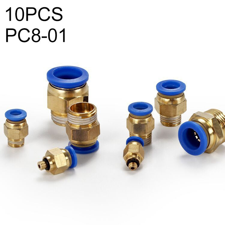 PC8-01 LAIZE 10pcs PC Male Thread Straight Pneumatic Quick Fitting Connector