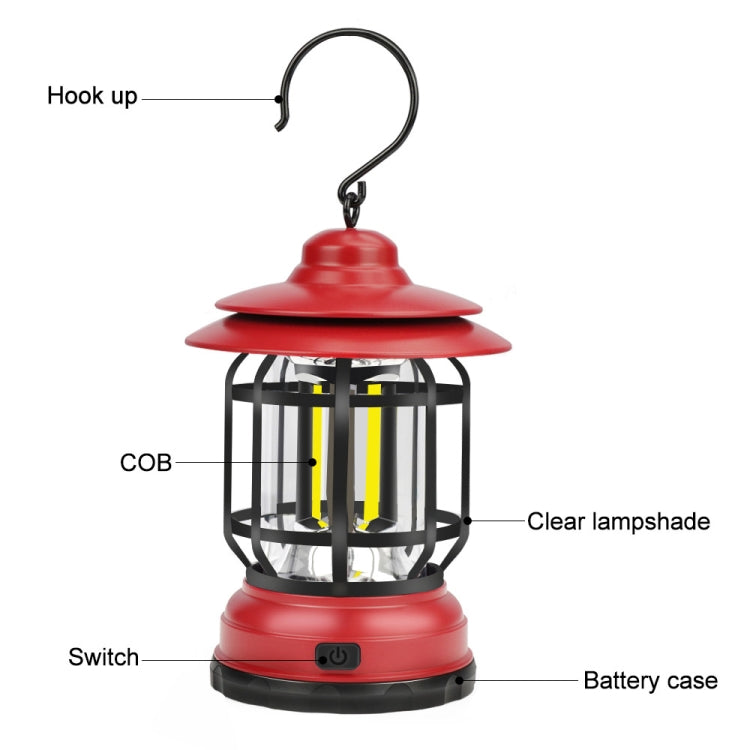 Portable Retro Hanging Lamp Lantern Camping Tent Light, Type:Battery Type, Not Included Battery(Green)