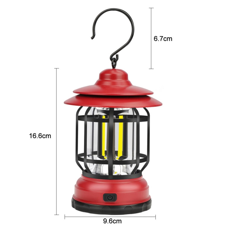 Portable Retro Hanging Lamp Lantern Camping Tent Light, Type:USB Charging(Green)