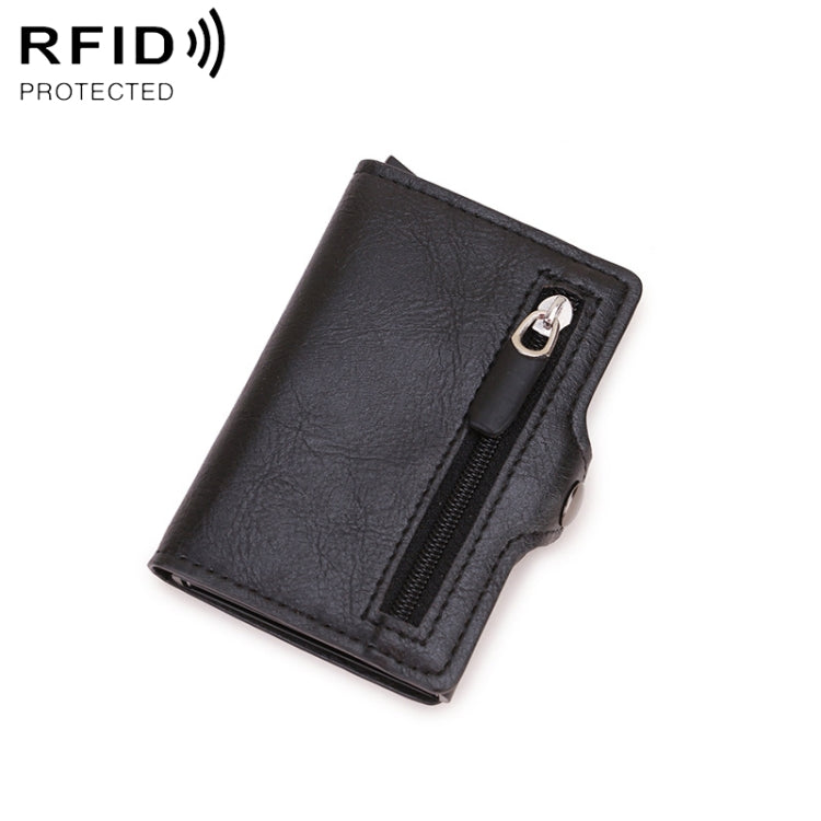 C1911H9 RFID Multi-card PU Leather Metal Card Package(Black)