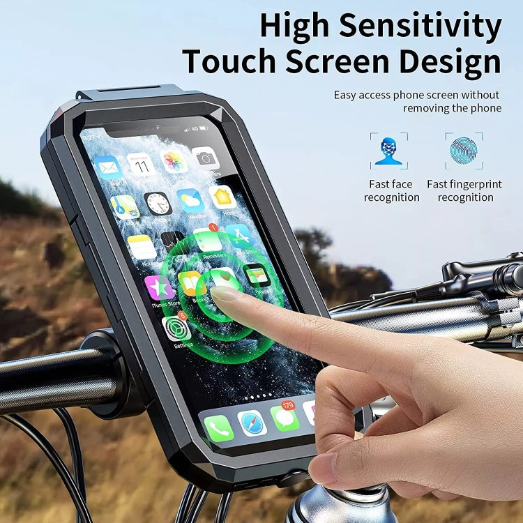 Kewig M18S-A1 Motorcycle / Bicycle Handlebar Wireless Charging Waterproof Box Mobile Phone Holder
