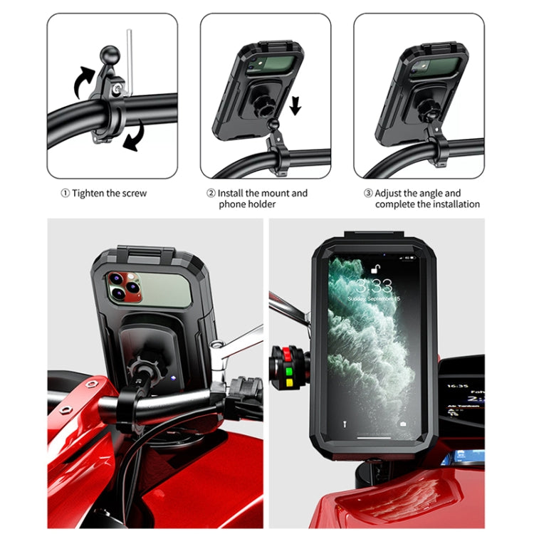 Kewig M18S-A1 Motorcycle / Bicycle Handlebar Wireless Charging Waterproof Box Mobile Phone Holder
