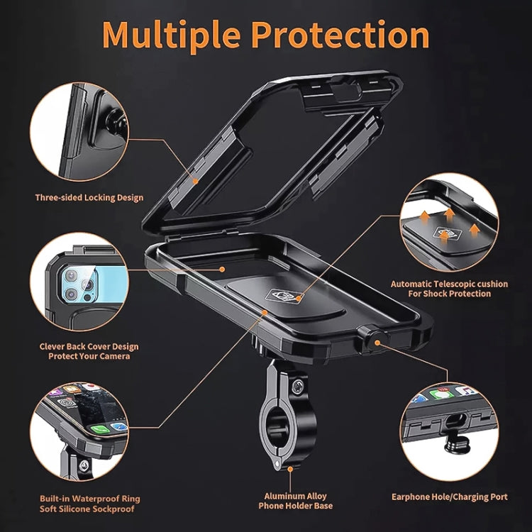 Kewig M18L-A1 Motorcycle / Bicycle Handlebar Wireless Charging Waterproof Box Mobile Phone Holder