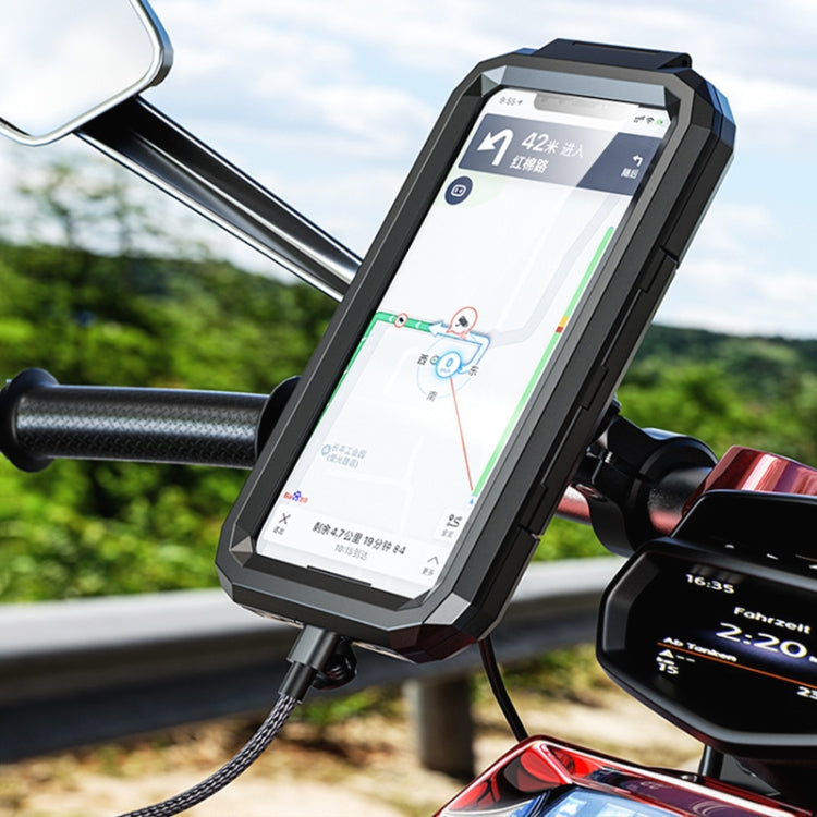 Kewig M18L-A1 Motorcycle / Bicycle Handlebar Wireless Charging Waterproof Box Mobile Phone Holder