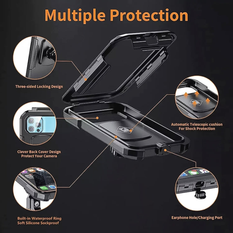 Kewig M18L-A2 Motorcycle / Bicycle Rearview Mirror Wireless Charging Waterproof Box Mobile Phone Holder