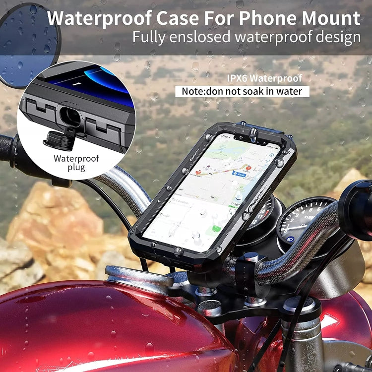Kewig M18L-A2 Motorcycle / Bicycle Rearview Mirror Wireless Charging Waterproof Box Mobile Phone Holder